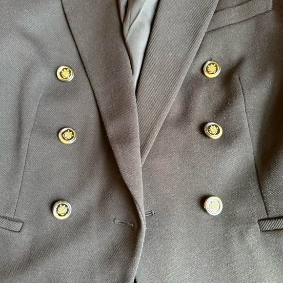 Ann Taylor Loft Women's Black Gold Double-Breasted Blazer Lined Jacket Size 8 - Picture 2 of 6